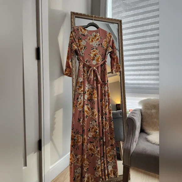 Hello Miz Dusty Rose Floral Maxi Dress | Size L - Picture 5 of 5